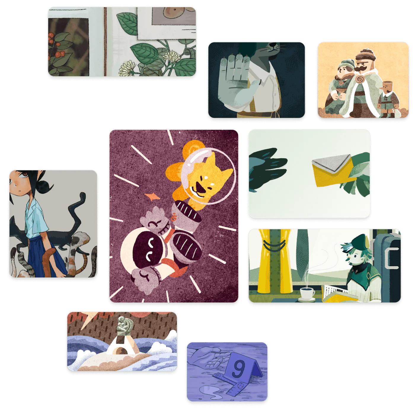 Various Illustrations of Story Content
